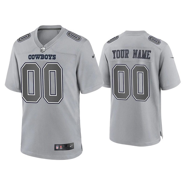 Men's Dallas Cowboys Active Player Custom Gray Atmosphere Fashion Stitched Game Jersey